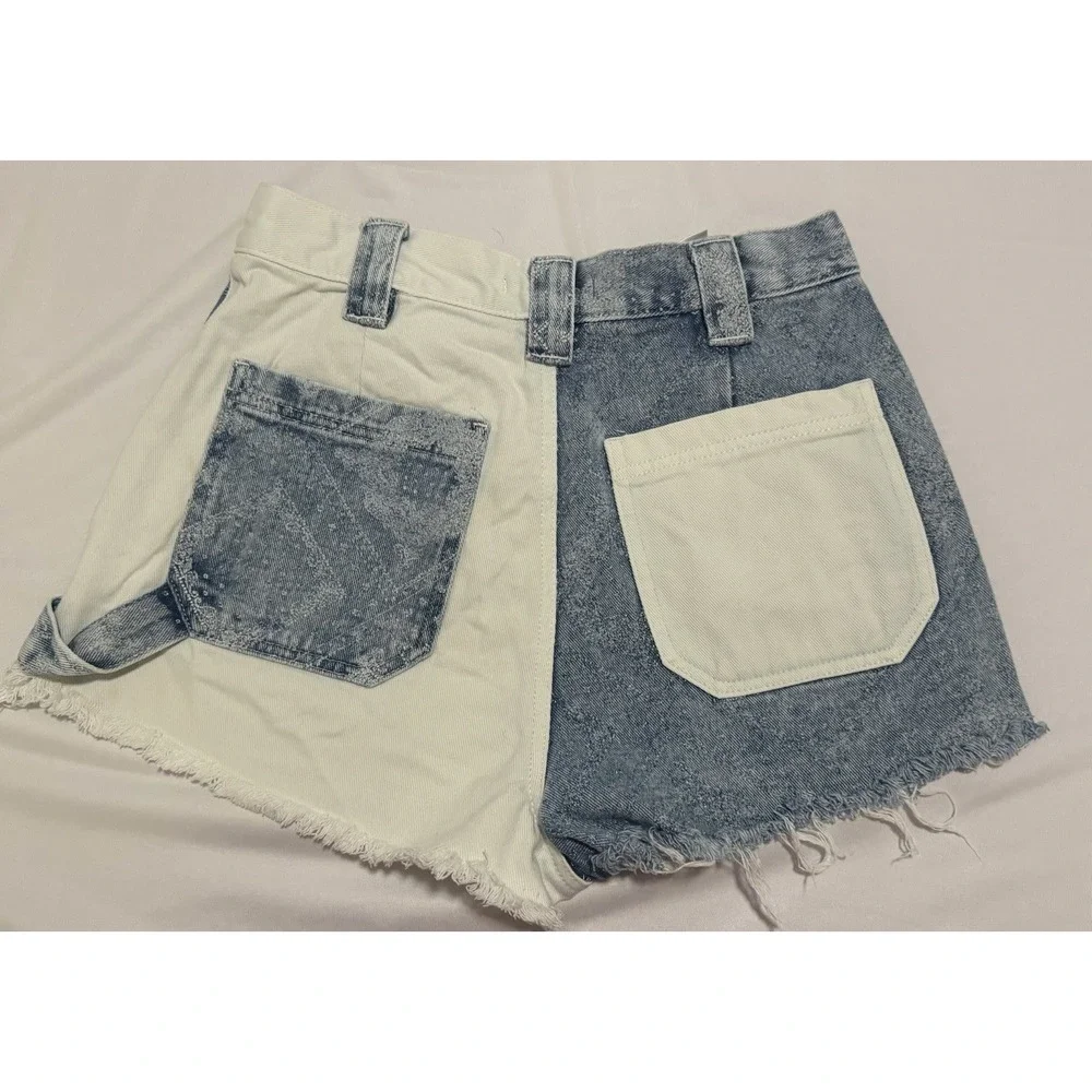 Pacsun Carpenter Shorts Womens 27/2 Festival Denim White Cut Offs Cotton Raw Hem